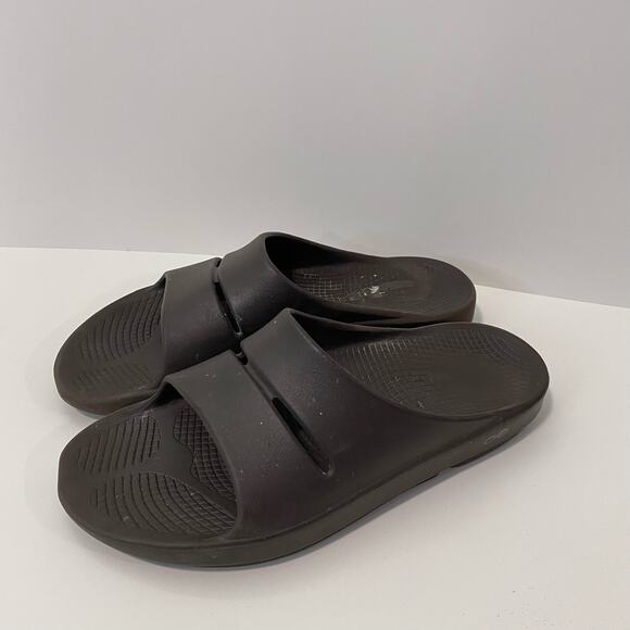Oofos Men\'s Slides‎ OOahh Sport Comfort Brown Size 10 Cushioned Leisure